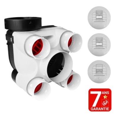 Kit VMC simple flux hygroréglable S&P HYDRA Ecowatt +, 2 gaines flexibles isolées ⌀80 mm et 1 ⌀125 mm