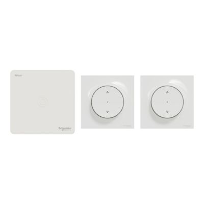 Kit volet roulant avec 2 interrupteurs va-et-vient + passerelle wifi + 2 plaques de finition simples Schneider Electric Odace Wiser blanc