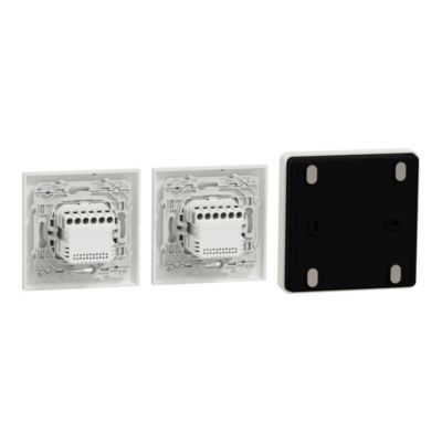 Kit volet roulant avec 2 interrupteurs va-et-vient + passerelle wifi + 2 plaques de finition simples Schneider Electric Odace Wiser blanc