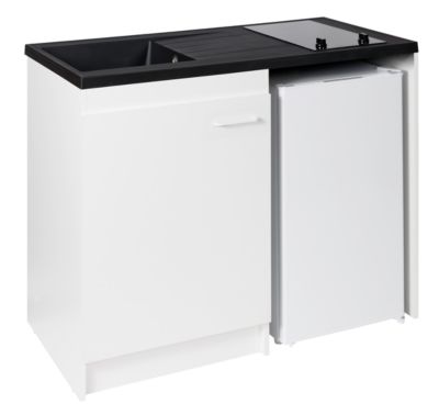 Kitchenette complète vitrocéramique blanc H.94,5 x l.120 cm