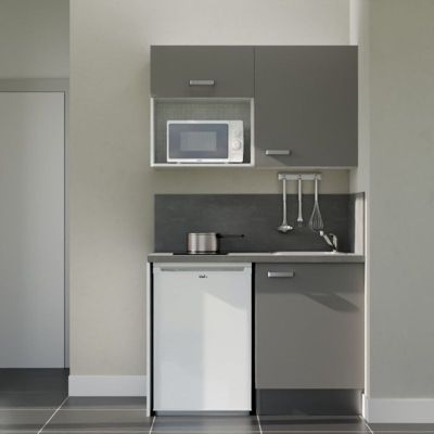 Kitchenette K07L-PT - 120 cm avec plan de travail et évier - Façade ...