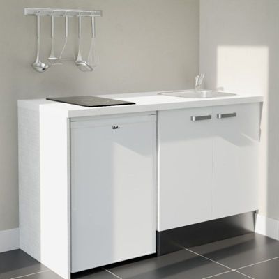 Kitchenette K17 - 140 cm - Façades : Blanc - Plan de travail : Blanc - Crédences : Non - Evier