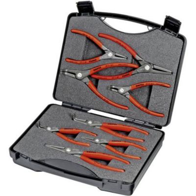 Knipex 00 21 25 jeu de 8 pinces pour circlips intérieurs et extérieurs, droites et coudées