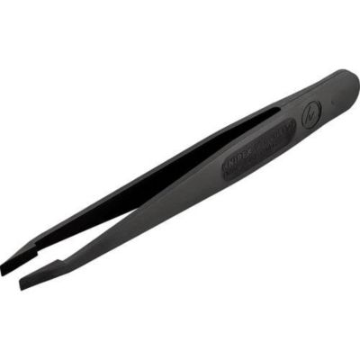 Knipex 92 09 04 Pince brucelle ESD antistatique émoussée 115 mm, plastique renforcé fibre de carbone
