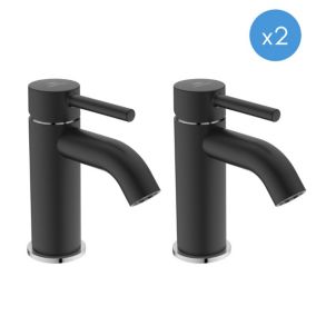 KOLVA lot de 2 mitigeurs lavabo monocommande, noir mat (BD026U4-DUO)