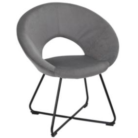 KONAE - Fauteuil Rond Ajouré en Velours Côtelé Gris