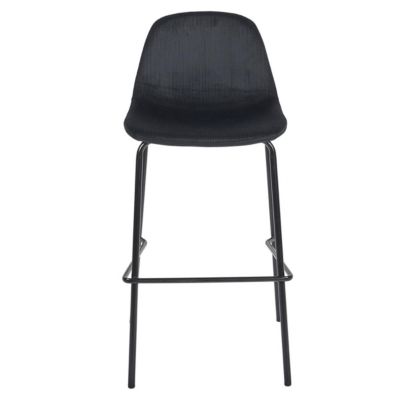 KONAE - Lot de 4 Tabourets de Bar en Velours Côtelé Noir
