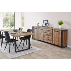 KORA - Ensemble Table 170cm + Buffet 3 Portes 3 Tiroirs