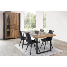 KORA - Ensemble Table 170cm + Vitrine 3 Portes 1 Tiroir