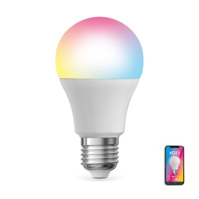KOZii - Ampoule LED connectée KOZii, éclairage blancs + couleurs, E27 A60 Opaque 9W - KE806GRVBCCT