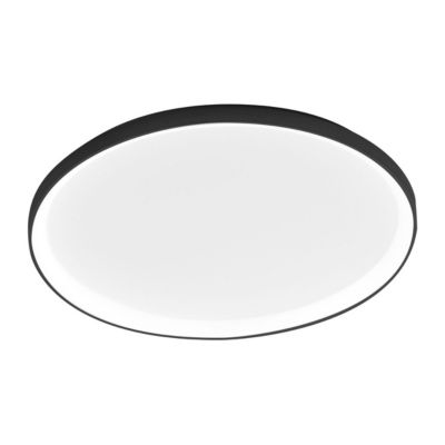 Krizia - Plafonnier Led Dimmable 80W - 5800Lm, Lumière Chaude 3000K, Diffuseur Opale, Aluminium Noir, D. 70 Cm, Design Moderne