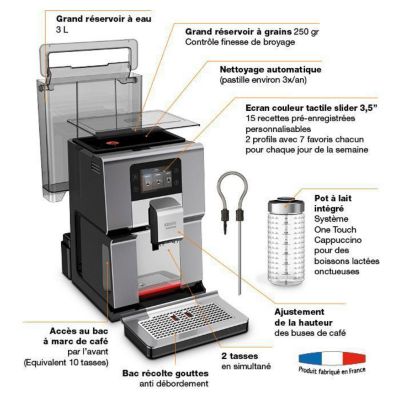 KRUPS Machine à café broyeur à grain, Ecran tactile couleur, 15 recettes, EA875E10