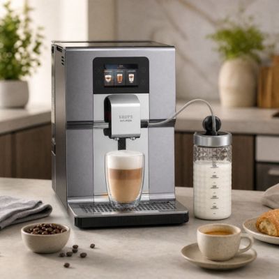 KRUPS Machine à café broyeur à grain, Ecran tactile couleur, 15 recettes, EA875E10