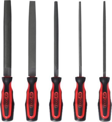 KS Tools - 140.3000 - Jeu de 5 limes emmanchées demi-douces de différentes formes