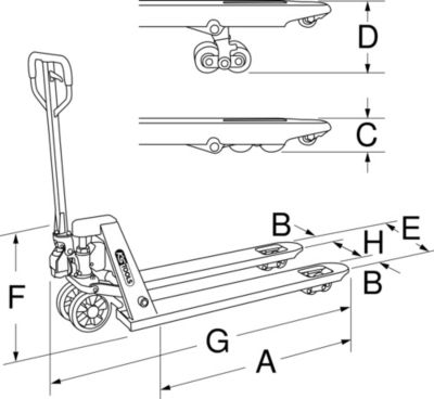 KS Tools - 161.0200 - Transpalette manuel, 2,5 tonnes