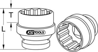 KS Tools - 450.0407 - Douille 1" 12 pans 65 mm pour arbre d' embrayage