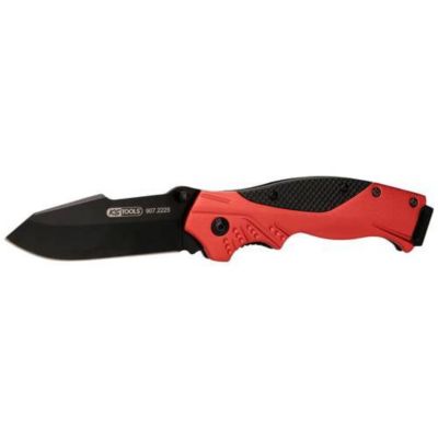 KS Tools 907.2225 Couteau pliant 200 mm lame 90 mm, poignée aluminium anodisé, clip ceinture.