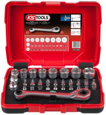 KS Tools - 918.3050 - Coffret de douilles et d'embouts de visage 1/4" + 11 mm, 31-pcs.