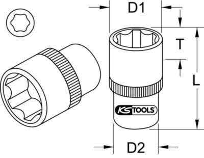 KS Tools - 922.1208 - Douille 6 pans ULTIMATE 1/2'', 8 mm