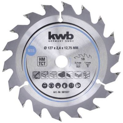 kwb 581557 Lame de scie circulaire carbure 127 x 12,75 mm 18 dents - 1 pc