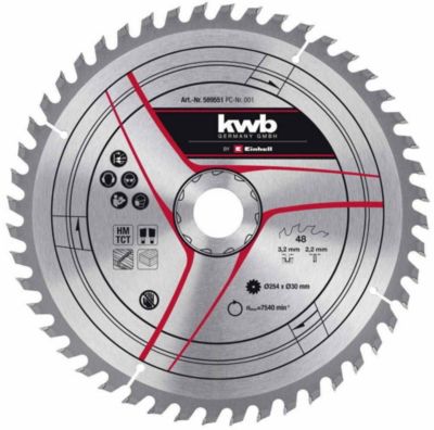 KWB by Einhell Lame pour scie sur table diamètre 254x30x 3,2 mm, 48 dents