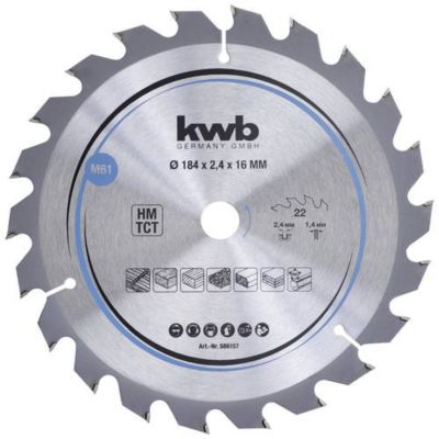 kwb CleanCut Lame de scie circulaire carbure 184 x 16 mm, 22 dents, 1 pc