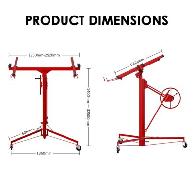 Lève-plaques XXL - Capacité 68kg, Hauteur Réglable 140-325cm,Rouge