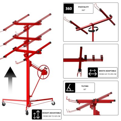 Lève-plaques XXL - Capacité 68kg, Hauteur Réglable 140-325cm,Rouge