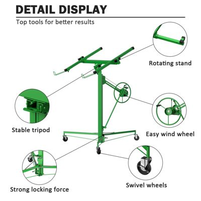 Lève-plaques XXL - Capacité 68kg, Hauteur Réglable 140-325cm,Vert