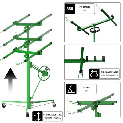 Lève-plaques XXL - Capacité 68kg, Hauteur Réglable 140-325cm,Vert