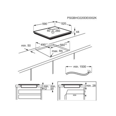 La table de cuisson à  induction 59cm 3 feux 7350w Electrolux LIT60342CW/1