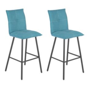 LAGOS - Lot de 2 Tabourets Bleus Assise H76cm