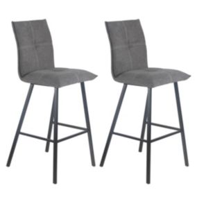 LAGOS - Lot de 2 Tabourets Gris Anthracite Assise H65cm