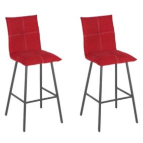 LAGOS - Lot de 2 Tabourets Rouges Assise H76cm