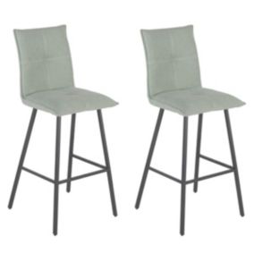 LAGOS - Lot de 2 Tabourets Vert d'Eau Assise H65cm