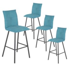 LAGOS - Lot de 4 Tabourets Bleus Hauteur H65cm