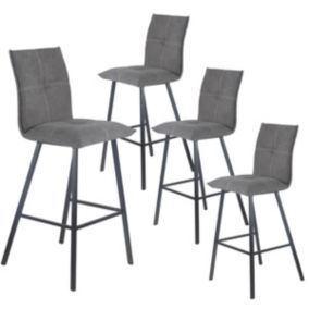 LAGOS - Lot de 4 Tabourets Gris Anthracite Hauteur H65cm