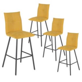 LAGOS - Lot de 4 Tabourets Jaunes Hauteur H65cm