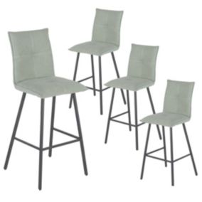 LAGOS - Lot de 4 Tabourets Vert d'Eau Hauteur H65cm