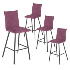 LAGOS - Lot de 4 Tabourets Violets Hauteur H76cm