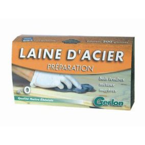 Laine d'acier n°0 pour bois tendres, métaux et marbres Gerlon 200g