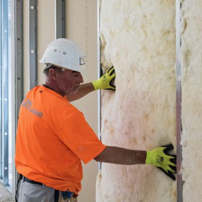 Laine de verre acoustique non revêtue ISOVER - 60 cm x 6,5 m ép. 45 mm R. 1,11m²K/W