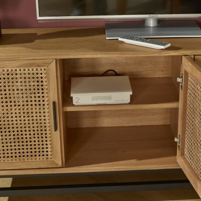 LALALA  Buffet bas en chêne, cannage, métal, 2 tiroirs, 2 portes, 170 cm