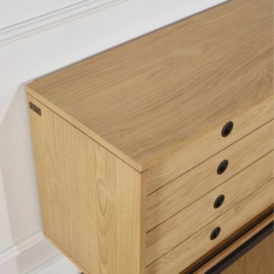LALALA  Buffet en chêne et métal, 1 porte, 2 tiroirs, 121 cm