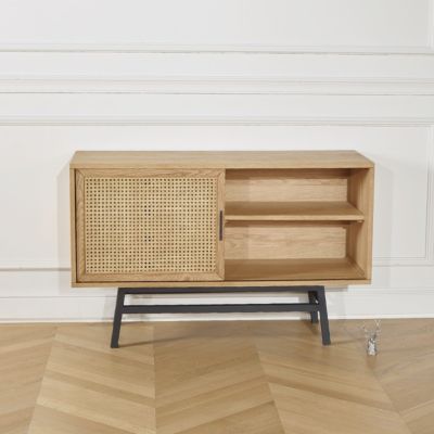 LALALA  Buffet en chêne et métal, 1 porte, 2 tiroirs, 121 cm