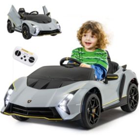 Lamborghini Voiture Electrique Enfants 12V Voiture Enfant Electrique avec Télécommande Lumières LED Musique Klaxon Gris