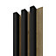 Lambris lamelles Linea Slim Black MDF noir et chêne 15 x 265 cm, ép. 30mm