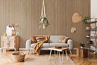 Lambris PVC effet tasseau décoratif lamelles bois Linio naturel 37,5 x 260 cm