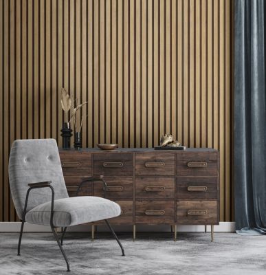 Lambris PVC effet tasseau décoratif lamelles imitation bois linio 37,5 x 260 cm
