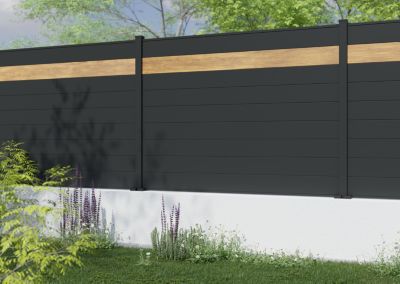 Lame de clôture emboîtable anthracite Neva, en aluminium, H.15,7 x l.179,8 cm